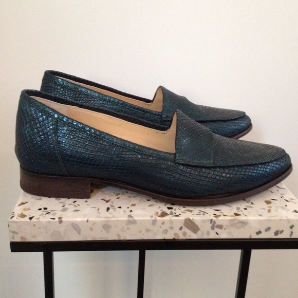 NEW L’Arianna Green Snakeskin Embossed Leather Loafers - IT37 US 7 Made in Italy - Picture 3 of 8